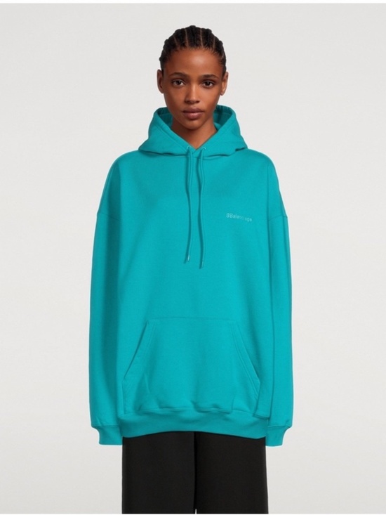 Balenciaga Jackets & Blazers - Balenciaga Hoodie Embroidered Logo Hooded Sweatshirt Aqua BB CORP❤️